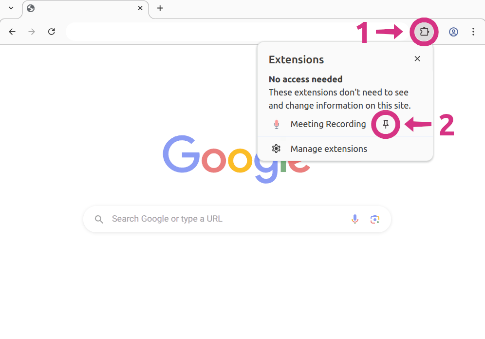 Browser toolbar with puzzle piece icon